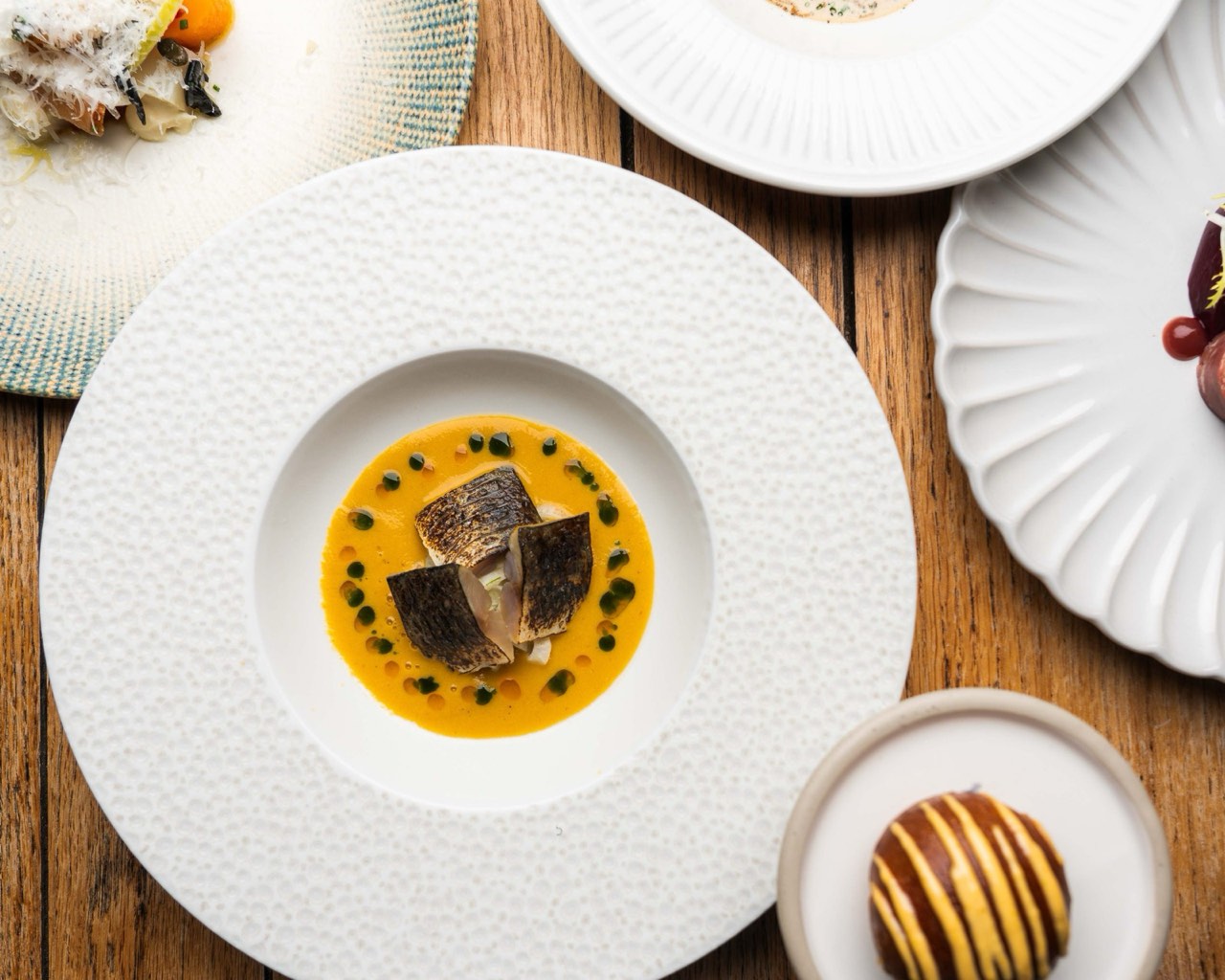 A plated dish for a celebratory lunch at The Peacock Inn